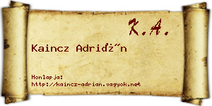 Kaincz Adrián névjegykártya